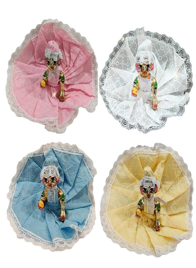 Partish Laddu Gopal Summer Dress with Pagdi (Pack of 4) l Ladoo Gopal Cotton Dress l Kanha Ji Poshak Size 0 1 2 3 4 5 6 (Design J, Size 1) - Image 1